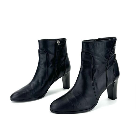 Grigiarancio Anthropologie Black Heeled Ankle Boot Size 9 Italian Leather Bootie - Picture 2 of 13